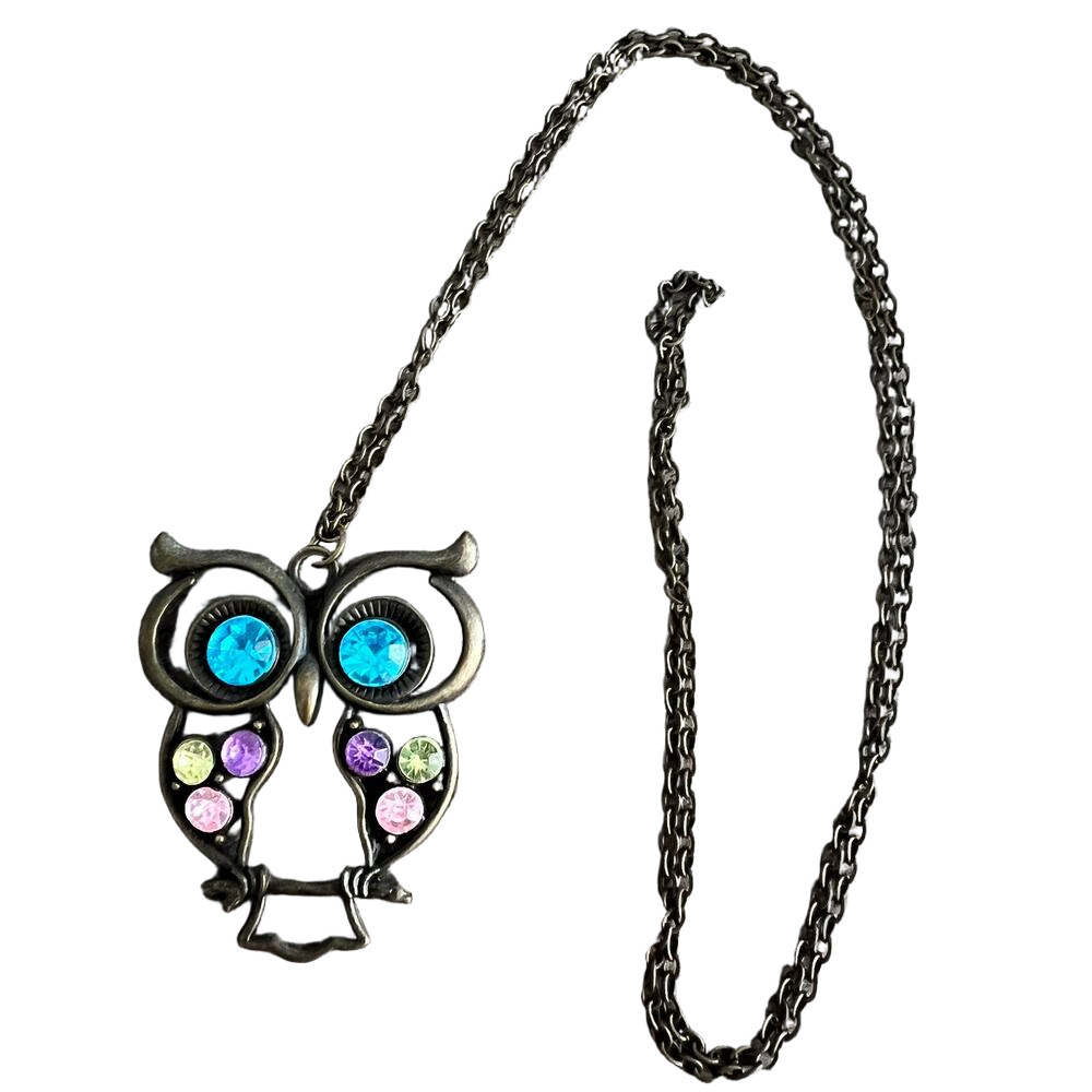 🍭6/$30 Bejeweled owl long pendant necklace